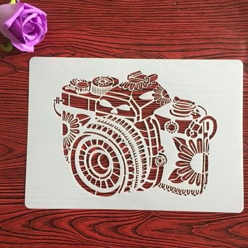 CraftArtGo DIY camera Stencils Painting Scrapbook Coloring Cake decorating sugar powder sieve printing mold printing table