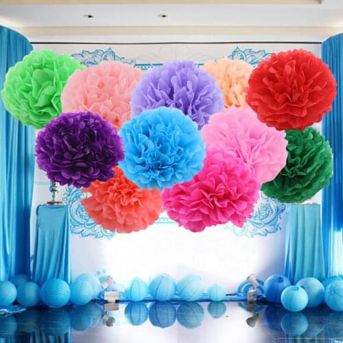 10/15/20/25/30cm Handmade Tissue Paper Pompoms Wedding Decorative Paper Flowers Ball Baby Shower Birthday Party Decoration