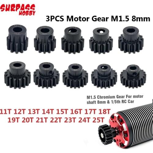 3PCS Metal Motor Gear M1.5 8mm 11T-20T 21T-25T for 1/5 1/6 RC Car 55 56 series Motor Hobbywing 56113 5687 4985 Brushless Motor