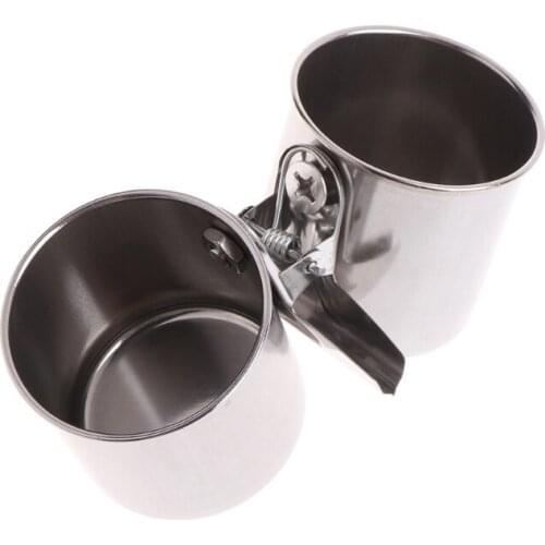 Food Water Feeding Bird Double Cups With Clip Stainless Steel Parrot Cage Stand