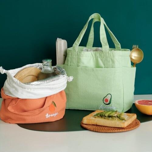 Canvas Lunch Box Bags Cooler Lunch Bags Insulation Package Portable Food Storage Thermal Insulated Picnic Cooler Box Reusable