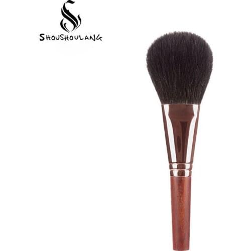 Shoushoulang Professional Handmade Make Up Brush B02 Flat Round Large Face Powder Brush Soft Fox Squirrel Hair Makeup Brushes