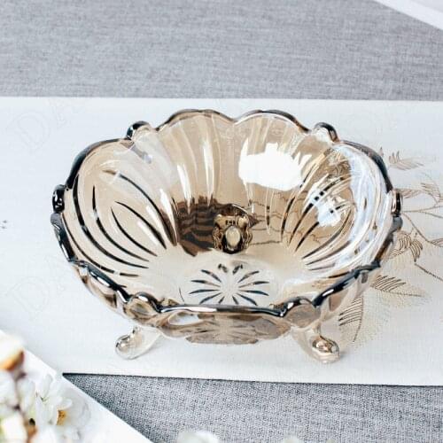 Creativity Glass Tray European Style Fruit Trays Fruit Basket Crystal Plate Living Room Storage Plate Home Decoration Modern