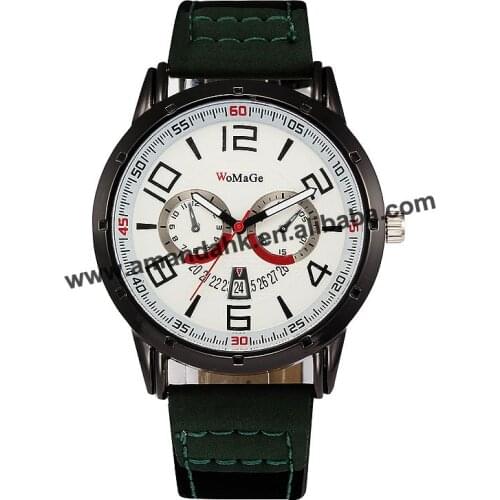 WoMaGe 1466 Hot Sale Gold leather Mens Big Womage Watch Alloy Metal Case Casual Students Sport Watches Women Dress Watches