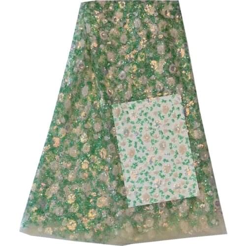 Latest African Lace Fabric 2021 High Quality Lace With Sequins French Lace Fabric For Nigerian Wedding Dress wyc69-77