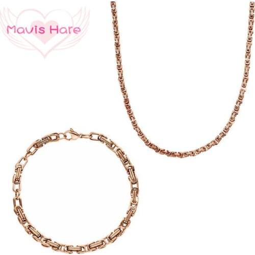 Mavis Hare 4mm Emperor Necklace & Bracelet Set with 316L Stainless Steel OLELO Chain as Fashion Lady Best Gift for Beach Girl