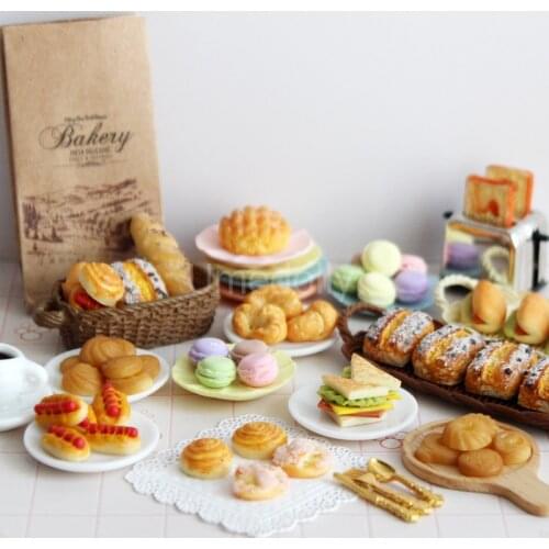 Cute Mini 1/12 food Miniature Dollhouse Bread Cake Macaron Baking Pretend Play Kitchen Fake Food for Barbies Blyth Doll Toy