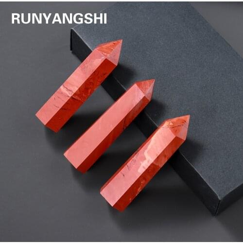 Natural Red Crystal Quartz Reiki Red jasper Points Crystal pillar column Terminated Wand Healing Stone mineral Specimen