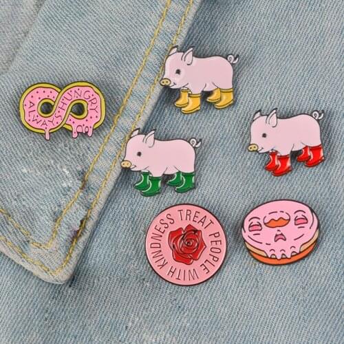 New Pink Collection ! Harry Styles Pins Round Rose Flower Rain Boots Pig Soft Enamel Lapel Pin Bag Shirt Badge Brooches Gift