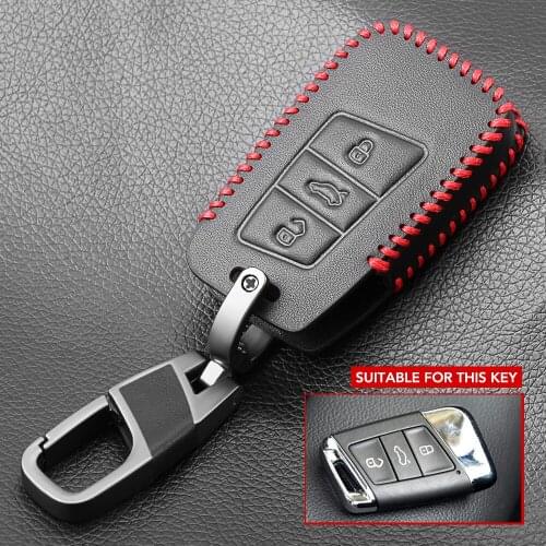 New Leather Car Remote Key Case Cover Holder Shell Fob For Volkswagen VW Magotan Passat B8 Golf For Skoda Superb A7 Accessories