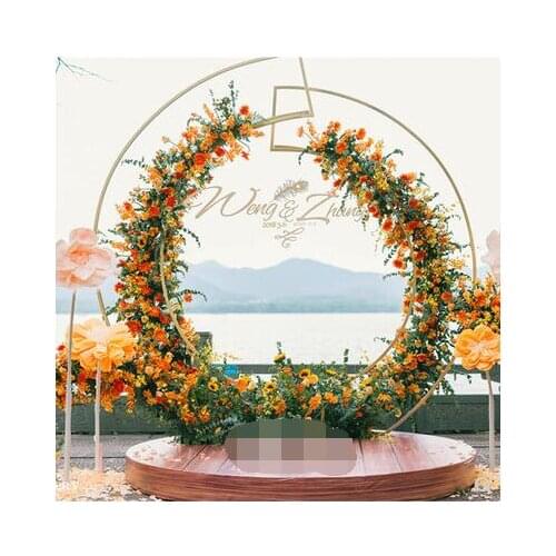 New wrought iron wedding single tube ring frame background decoration. Round flower door double Rod (unit) ring frame