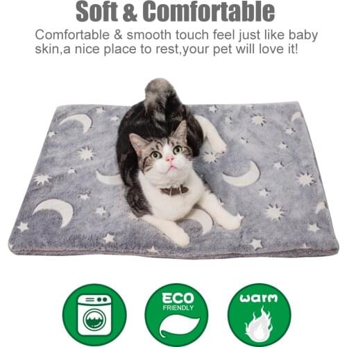 New Cute Cat Bed Mats Soft Flannel Fleece Warm Glow Dark Blanket Mat Blanket Sleeping Beds Cover Mat For Small Medium Dogs Cat