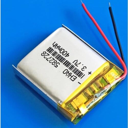 Wholesale 3.7V 400mAh 582728 Rechargeable lipo battery for MP3 MP4 GPS DVD bluetooth recorder e-book camera