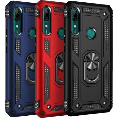 P Smart Z Case Kickstand Shockproof Armor Phone Cases for Huawei P Smart Z 2019 Finger Magnetic Holder Cover Shockproof Bumper