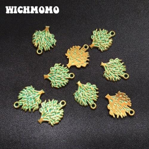 30pcs/bag 20MM Retro Patina Plated Zinc Alloy Green Tree Charms Pendants For DIY Jewelry Accessories