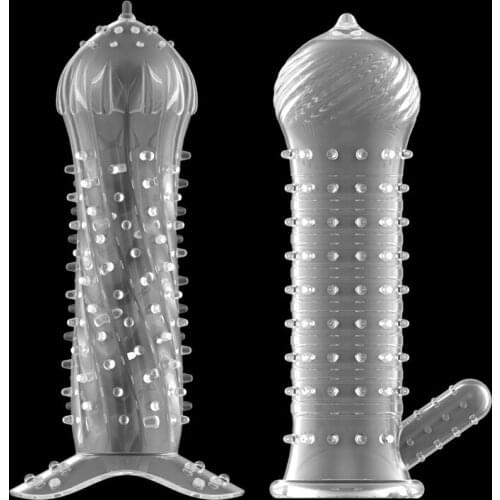 Reusable Men Penis Enlargement Condoms Adult Sex Products Cock Sleeve Penis Condom Sexy Toys Penis Sleeves Penis Extension Tools