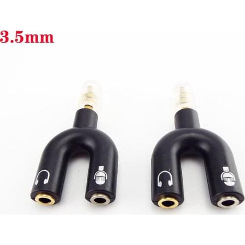 Earphone Connector 3.5mm Earphone Jack Splitter Adapter Portable U Shape 2 Female Stereo Splitter Black
