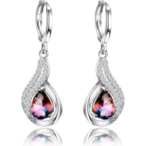 Luxury Jewelry Earrings Womens Water Drop Silver Earrings With AAAA Zircon New Fashion Fine Jewelry Girl Daily Life Accessories
