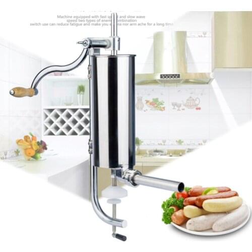 Manual Sausage Syringe Stainless Steel Sausage Filler Kitchen Meat Stuffing Preparation Salami Making Sausage Maker