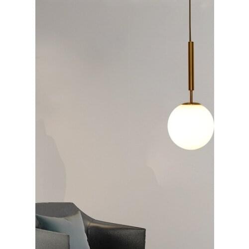 Modern simple Nordic glass ball ins single head three head personality bedroom bedside bar dining room small Chandelier