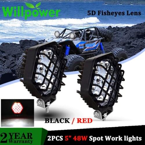 Willpower 5 inch Led Light Pods 48W 5D 4800LM Spot Offroad Fog Driving Lights for Truck Pickup Boats SUV ATV UTV 4x4 4WD 12V 24V