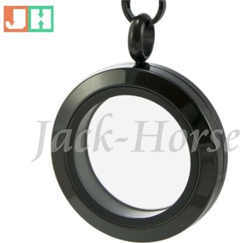 Water Proof 25mm 316L stainless steel screw black glass locket jewelry chain lockets not including the chain and charms