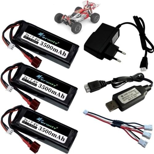 Wltoys 144001 car 2s 7.4 V 3500mAh Lipo battery upgraded T Plug for Wltoys 1/14 144001 RC car boat Lipo battery with charger