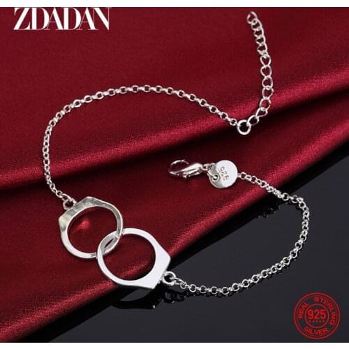 ZDADAN 925 Sterling Silver Fashion Handcuff Bracelet For Women Charm Wedding Jewelry Party Gift Wholesale