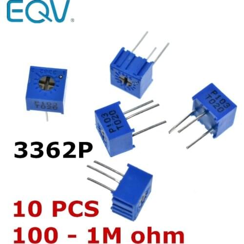 10PCS 3362P 101 201 501 102 202 502 103 203 503 104 204 504 105 Trimpo Trimmer Potentiometer 3362 500R 1K 2K 5K 10K 20K 50K 100K