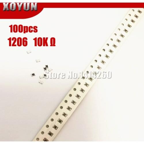 100PCS 1206 SMD Resistor 1% 10K ohm chip resistor 0.25W 1/4W 103