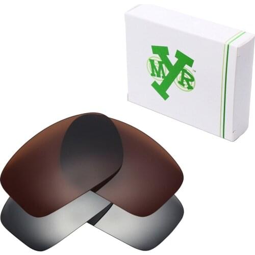 2 Pairs Mryok POLARIZED Replacement Lenses for Oakley Scalpel Sunglasses Silver Titanium & Bronze Brown