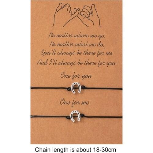 2pcs/set Lucky Horseshoe Red String Horse Hoof Charm Bracelets Adjustable for Women Men Wish Jewelry Couple Lover Christmas Gift