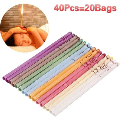 40 Pcs Coning Beewax Natural Ear Candle Ear Candling Therapy Straight Style Ear Care Thermo-Auricular Therapy Face Lift Tool