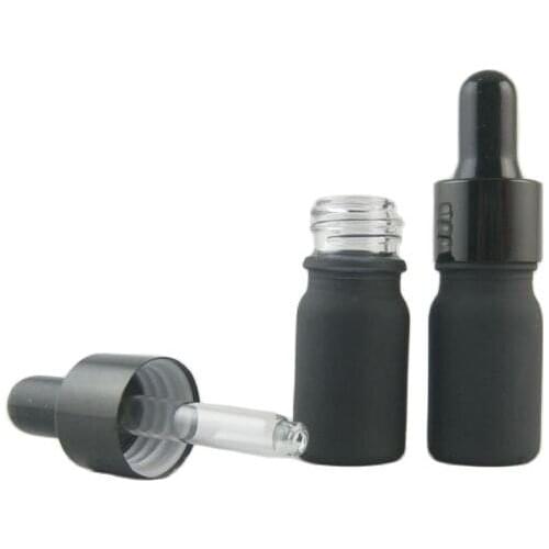 5ML 40pcs/lot DIY Black Essential Oil Bottle, Empty Black Glass Cosmetic Liquid Dropper Bottle, Cosmetic Container, Makeup Tool