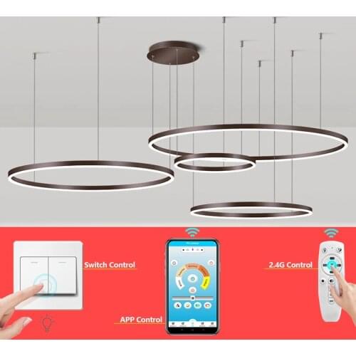 Aluminum Alloy Ring Combination Chandelier Modern Simple Golden Brown LED Living Room\Bedroom\Study\Dining Room Lights