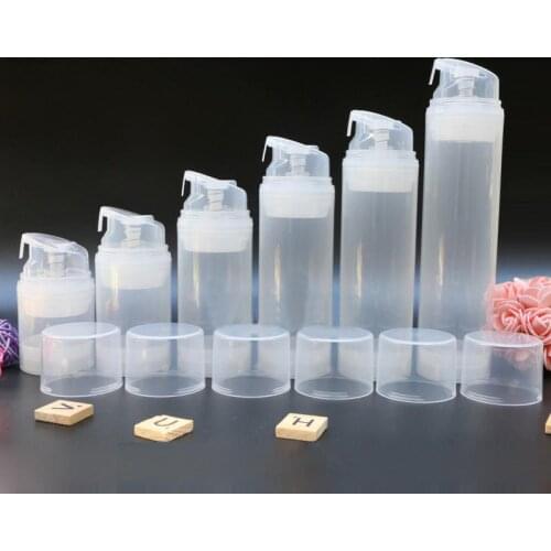 120ML white or transparent plastic airless bottle with white or transparent pump, transparent lid for cosmetic packaging product