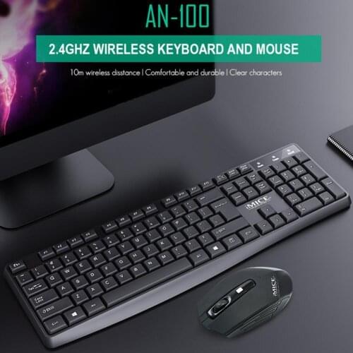AN-100 104 Keys Angle Adjustable Ergonomic USB Wireless Gaming Keyboard Mouse Kit for Home Office School