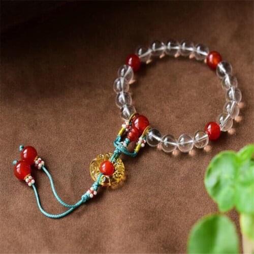 Qing Dynasty Same Style Bracelet of Queen Natural Clear Crystal 18 Eighteen Beads Prayer Womens Accessories Wholesal