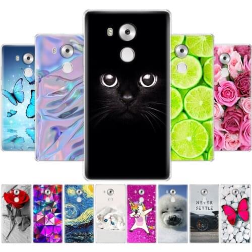 For Huawei Mate 8 Case Cover Huawei Mate8 Case Cartoon Soft back cover Mate 8 Coque Funda Skin shockproof Cat flower