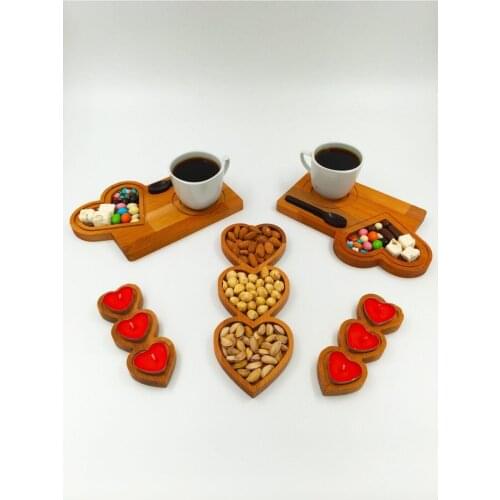 Wooden Cookie and Candle base the underlay Sweetheart Konseptli Heart Love Love Themed Plates-Underlay-Candle Holder