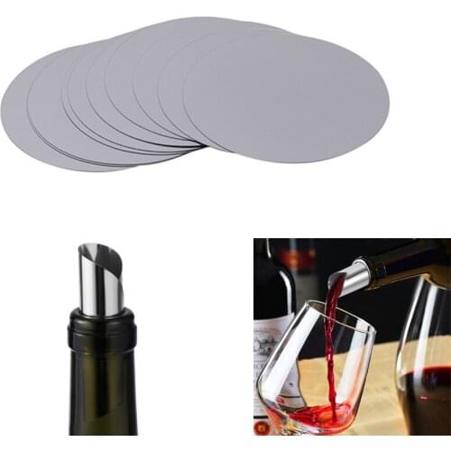 10Pcs Aluminum Foil Wine Pourer Film Flexible Drip Stop Pour Spouts Disk Round Leak-proof PET Pour Spouts Disk Drop Stopper