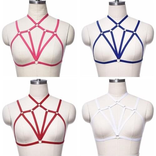 Women Pastel Goth Low price Body Cage Punk Body Harness Soft Fetish Bondage Harness Belt Adjustable Sexy Lingerie Bra
