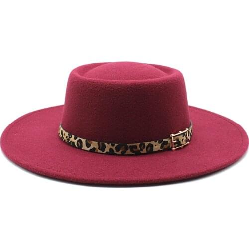 Fedora hat ring-shaped flat top wool felt big brim men and women European and beautiful women hats flat top woolen hat