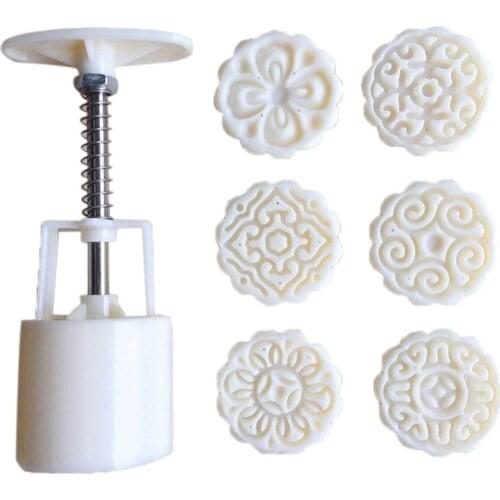 6 Style New Flower Shaped Mooncake Mold Hand Pressure Fondant Moon Cake Decorating Tools Cookie Cutter Pastry Baking Tool