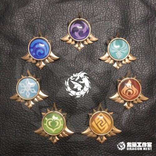 HOT Game Genshin Impact Elemental Glowing Weapon Gods Eye Badge Metal Gifts Xmas Button Brooch Pins Collection Souvenir Cosplay