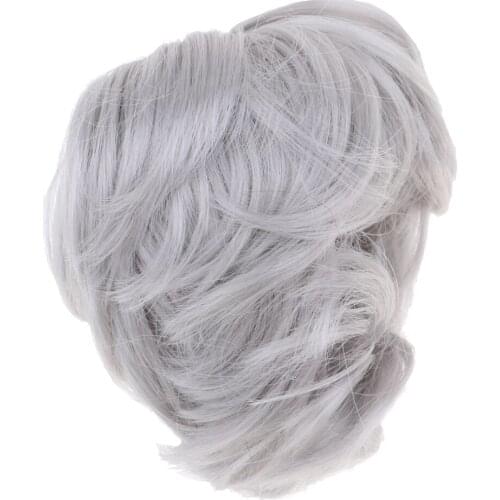 Classic Bob Wig Short Hairdo Wig Doll Imitation Mohair Curly Wig Hair For 1:6 BJD/ Uncle Dolls Accessories Silver Grey