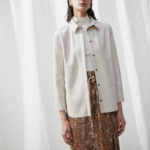 Womens Faux Leather Coat Shirt Spring Autumn Ladies Long Sleeve Single-Breasted Jacket Outwear Tops Fashion