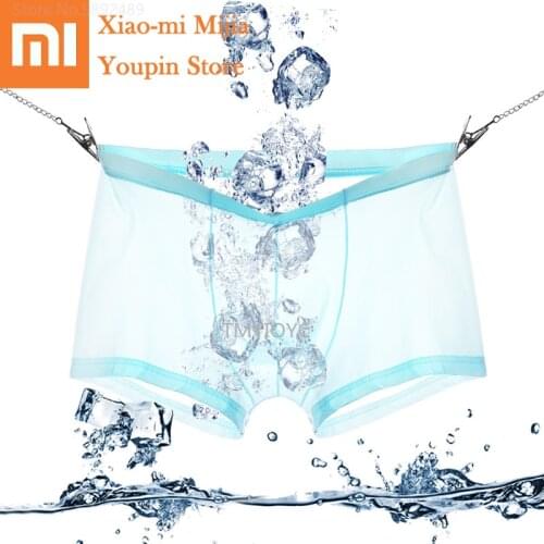 Xiaomi Mijia Summer Ultra-thin Mens Panties Ice Silk Seamless Mens Boxer Solid Translucent Underpants Breathable Panties 3pcs