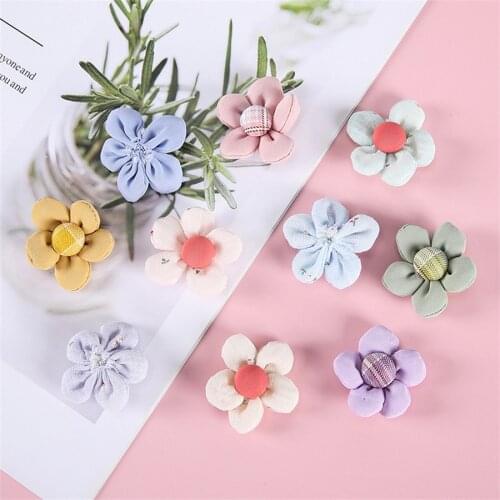 10Pcs/Lot Summer Solid Fabric Five-Petal Flower Applique Crafts For Girl Garment Hair Clip Accessories Sock Bag Decoration Patch