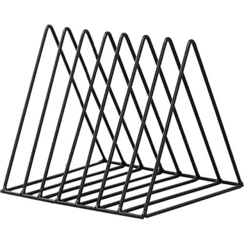 Metal Iron Storage LP Record Rack Triangle Shaped Book Magzine Holder Multifunction Desk Record Home Office Organizer C7AA